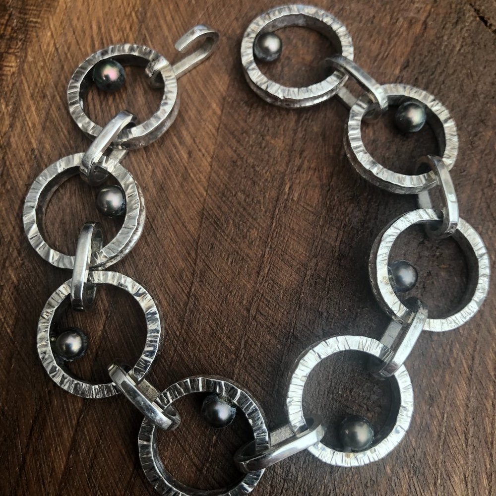 Sterling Silver "Floating Pearls" Bracelet